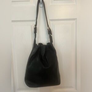 Coach black bucket leather bag